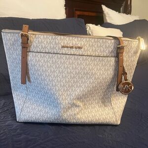 Michael Kors Cream and Brown Tote Bag